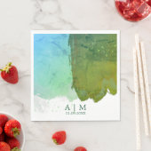 緑と青のモノグラム水色 スタンダードランチョンナプキン (インサイチュ)