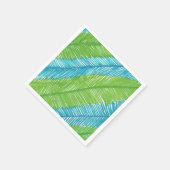 緑と青のヤシの離れパターン スタンダードカクテルナプキン (角)