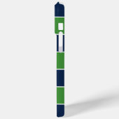 緑と青のラグビーストライプズ3文字モノグラム Case-Mate iPhoneケース (裏面 / 左)