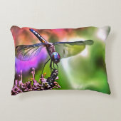 緑と青のリアリスティックのトンボ絵画イ アクセントクッション (正面)