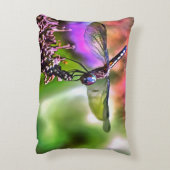 緑と青のリアリスティックのトンボ絵画イ アクセントクッション (裏面(縦))