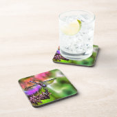 緑と青のリアリスティックのトンボ絵画イ コースター (右側)