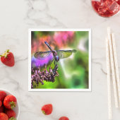 緑と青のリアリスティックのトンボ絵画イ スタンダードカクテルナプキン (インサイチュ)