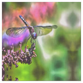 緑と青のリアリスティックのトンボ絵画イ ファブリック (クローズアップ)