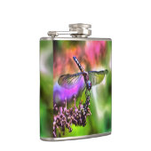 緑と青のリアリスティックのトンボ絵画イ フラスク (右)