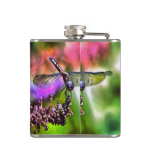 緑と青のリアリスティックのトンボ絵画イ フラスク (裏面)