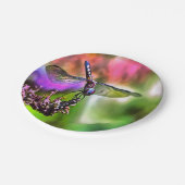 緑と青のリアリスティックのトンボ絵画イ ペーパープレート (アングル)