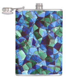 緑と青の不規則なモザイクが重ねられた乱雑な フラスク