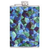 緑と青の不規則なモザイクが重ねられた乱雑な フラスク (正面)