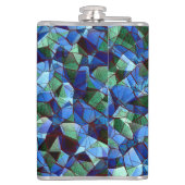 緑と青の不規則なモザイクが重ねられた乱雑な フラスク (裏面)