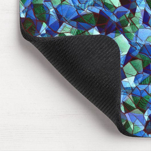 緑と青の不規則なモザイクが重ねられた乱雑な マウスパッド (コーナー)