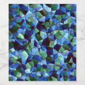 緑と青の不規則なモザイクが重ねられた乱雑な ワインラベル (シングルラベル)