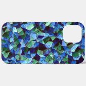 緑と青の不規則なモザイクが重ねられた乱雑な Case-Mate iPhoneケース (裏面 (横))