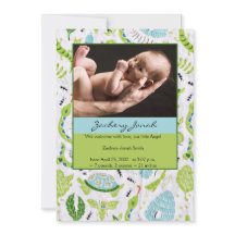 緑と青の動物の写真男の赤ちゃん発表