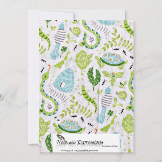 緑と青の動物の写真男の赤ちゃん発表 案内状 (裏面)