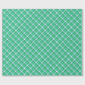 緑と青の十字型の格子付きギフト ラッピングペーパー (フラット)