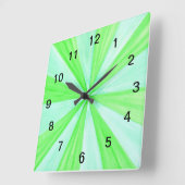 緑と青の壁時計の幾何学的なスポーク スクエア壁時計 (傾斜)