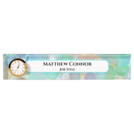緑と青の大理石クラスモダンパーソナライズされた デスクネームプレート (正面)