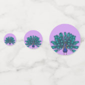 緑と青の孔雀 |紫色の水色の花 コンフェッティ (裏面)