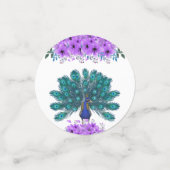 緑と青の孔雀 |紫色の水色の花 コンフェッティ (スモール正面)