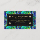 緑と青の宝石トーンのモザイクガラスパターン 名刺 (裏面)