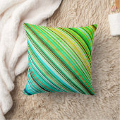 緑と青の対角線のストライプの装飾用クッション クッション (ブランケット)