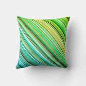 緑と青の対角線のストライプの装飾用クッション クッション (裏面)