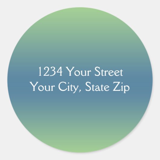 緑と青の封筒用シール（アドレスあり） ラウンドシール (正面)