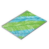 緑と青の手のひら葉のパターン ノートブック (左側)