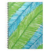緑と青の手のひら葉のパターン ノートブック (正面)