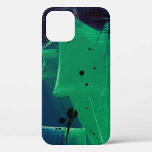 緑と青の抽象芸術絵画 iPhone 12ケース