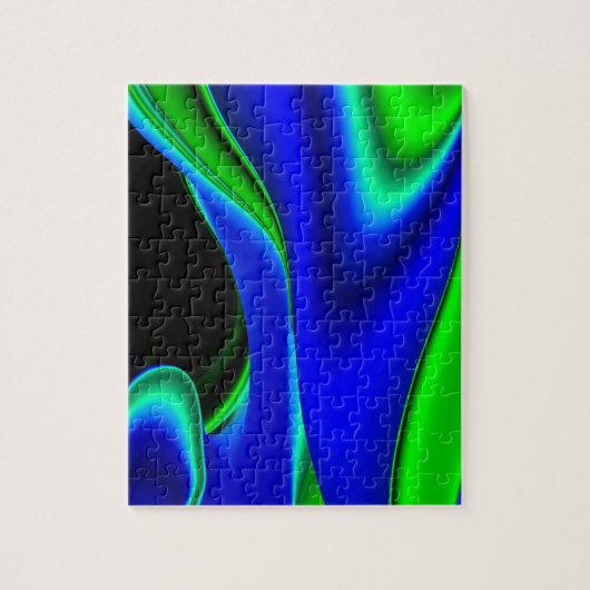 緑と青の抽象芸術 ジグソーパズル (縦)