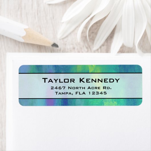 緑と青の明るい印象派抽象芸術 ラベル (インサイチュ)