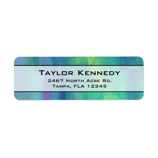 緑と青の明るい印象派抽象芸術 ラベル (正面)