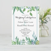 緑と青の春の葉の結婚式招待状 招待状 (スタンド正面)