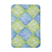 緑と青の格子模様のモザイク波 バスマット (正面縦)