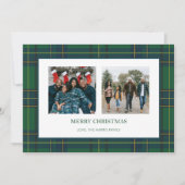 緑と青の格子模様2写真クリスマスカード シーズンカード (正面)