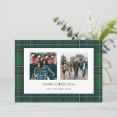 緑と青の格子模様2写真クリスマスカード シーズンカード (スタンド正面)