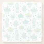 緑と青の水彩の多汁のパターン ガラスコースター (裏面)