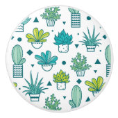 緑と青の水彩の多汁のパターン セラミックノブ (正面)