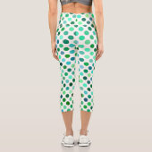 緑と青の水玉模様のシームレスなパターン カプリレギンス (裏面)