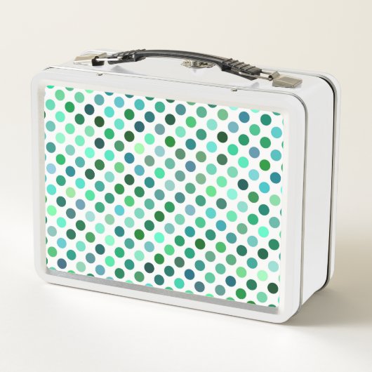 緑と青の水玉模様 メタルランチボックス (裏面)