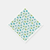 緑と青の水色の多肉質パターン スタンダードカクテルナプキン (角)