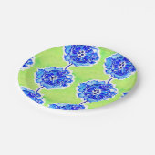 緑と青の水色の花 ペーパープレート (アングル)