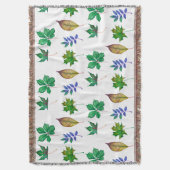 緑と青の水色の葉 スローブランケット (正面縦)