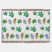 緑と青の水色の葉 スローブランケット (正面)