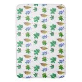 緑と青の水色の葉 バスマット (正面縦)