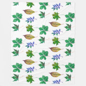 緑と青の水色の葉 フリースブランケット (正面)