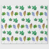 緑と青の水色の葉 ラッピングペーパー (フラット)