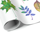 緑と青の水色の葉 ラッピングペーパー (ロールコーナー)